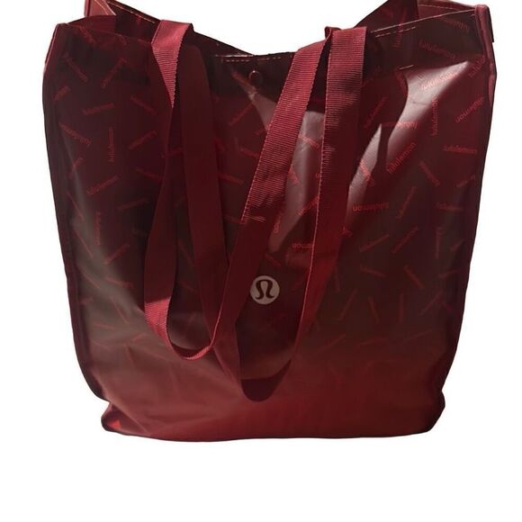 Lululemon Red Ombre Snap Reusable Retail Paper Shopping Tote Bag Ladies Small - Picture 2 of 10